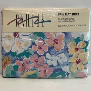 Vintage New Caress By Mervyns Twin Flat Floral Sheet  “Mayflower” 1993